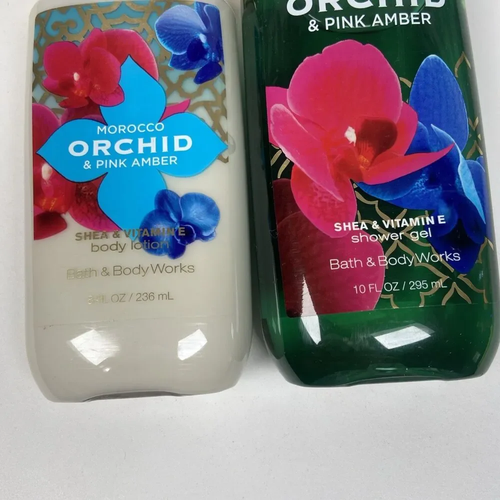 Bath & Body Works Morocco Orchid Pink Amber SHOWER GEL  And Body Lotion New